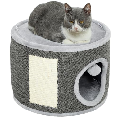 PawHut Kratztonne, 30 cm Hoch Katzentonne mit Höhle, Kratzbaum, Katzenturm aus Sisal, für Katze bis 5 kg, Cremeweiß PawHut Kratztonne, 30 cm Hoch Katzentonne mit Höhle, Kratzbaum, Katzenturm aus Sisal, für Katze bis 5 kg, Cremeweiß von PawHut