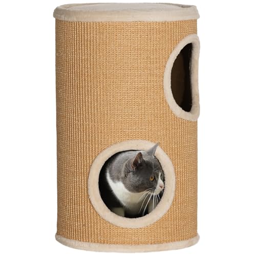 PawHut Kratztonne, 60 cm Hoch Katzentonne mit 2 Höhle, Kratzbaum, Katzenturm aus Sisal, für Katze bis 5 kg, Braun PawHut Kratztonne, 60 cm Hoch Katzentonne mit 2 Höhle, Kratzbaum, Katzenturm aus Sisal, für Katze bis 5 kg, Braun von PawHut