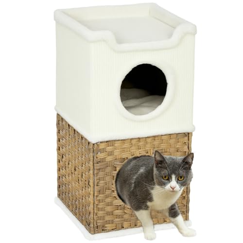 PawHut Kratztonne 75,5 cm Hoch dreistöckige Katzentonne mit Plüschrand, Kissen, Katzenhöhle, Kratzbaum für mittelgroße Katzen, Cremeweiß PawHut Kratztonne 75,5 cm Hoch dreistöckige Katzentonne mit Plüschrand, Kissen, Katzenhöhle, Kratzbaum für mittelgroße Katzen, Cremeweiß von PawHut
