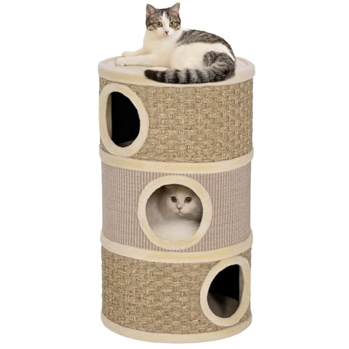 PawHut Kratztonne für Katzen 79 cm Hoch Ø 45 cm Katzentonne mit 3 Etagen Sisalseil, Plüsch Katzenhöhle, Kratzbaum für große Katzen, Khaki+Kaffee PawHut Kratztonne für Katzen 79 cm Hoch Ø 45 cm Katzentonne mit 3 Etagen Sisalseil, Plüsch Katzenhöhle, Kratzbaum für große Katzen, Khaki+Kaffee von PawHut
