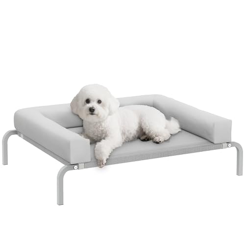 PawHut Kühlendes Hundebett mit herausnehmbaren Verstärkungen, erhöhtes Bett für kleine Hunde, tragbar, mit atmungsaktivem Netzstoff, Stahlrahmen für drinnen und draußen, 90 x 65 x 30 cm, Hellgrau PawHut Kühlendes Hundebett mit herausnehmbaren Verstärkungen, erhöhtes Bett für kleine Hunde, tragbar, mit atmungsaktivem Netzstoff, Stahlrahmen für drinnen und draußen, 90 x 65 x 30 cm, Hellgrau von PawHut