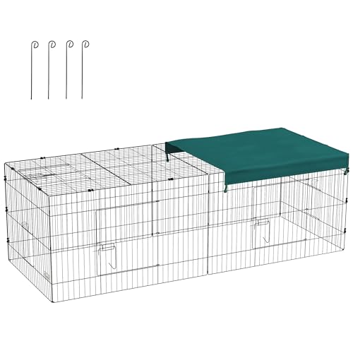 PawHut Laufgehege, modular, Stahl, mit Abdeckung für Kaninchen, Nagetiere, kleine Tiere, drinnen und draußen, 220 x 85 x 70 cm, Grün PawHut Laufgehege, modular, Stahl, mit Abdeckung für Kaninchen, Nagetiere, kleine Tiere, drinnen und draußen, 220 x 85 x 70 cm, Grün von PawHut