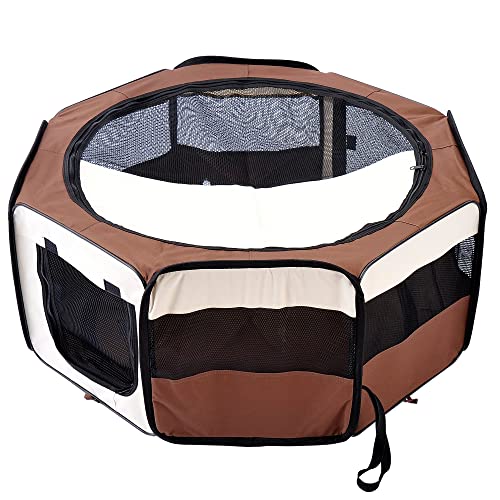 PawHut Laufstall, faltbar, für Katzen und Kleintiere, achteckig, aus Oxford-Stoff und Stahl, Maße: Ø 90 x 41 cm, Beige / Braun PawHut Laufstall, faltbar, für Katzen und Kleintiere, achteckig, aus Oxford-Stoff und Stahl, Maße: Ø 90 x 41 cm, Beige / Braun von PawHut