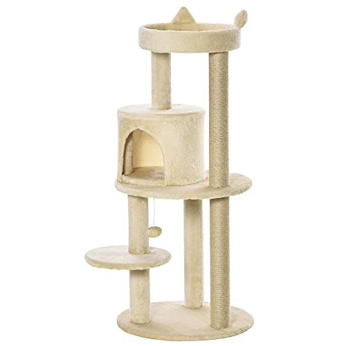 PawHut Multi-Kratzbaum Kratzbäume Kratzbretter Plattformen Hundehütte Spielplatz Hängekugel Ø 48 x 104H cm cremefarben PawHut Multi-Kratzbaum Kratzbäume Kratzbretter Plattformen Hundehütte Spielplatz Hängekugel Ø 48 x 104H cm cremefarben von PawHut