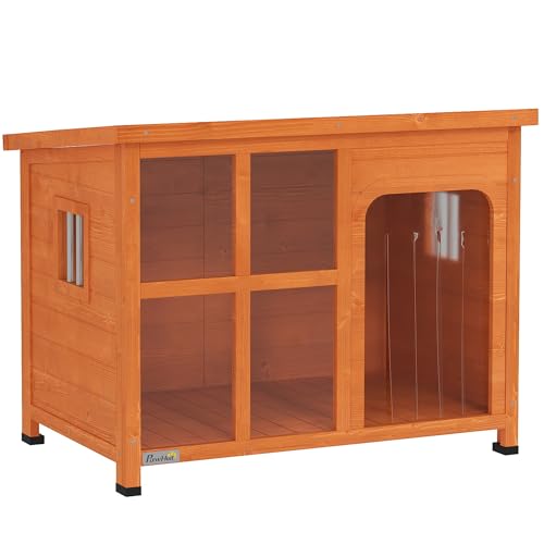 PawHut Outdoor-Hundehütte Kleine und mittlere Hundehütte mit Asphaltdach Falttür mit Vorhang Transparente Frontplatte und Abnehmbarer Boden 90x62x71 cm Natur PawHut Outdoor-Hundehütte Kleine und mittlere Hundehütte mit Asphaltdach Falttür mit Vorhang Transparente Frontplatte und Abnehmbarer Boden 90x62x71 cm Natur von PawHut