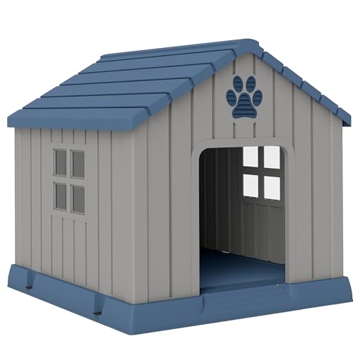 PawHut Outdoor-Hundehütte aus wasserfestem Polypropylen, belüftet, ultraeinfach zu montieren, Outdoor-Hundehaus, erhöhter Boden und Lüftungsöffnungen, Garten, Terrasse, Innenbereich, grau PawHut Outdoor-Hundehütte aus wasserfestem Polypropylen, belüftet, ultraeinfach zu montieren, Outdoor-Hundehaus, erhöhter Boden und Lüftungsöffnungen, Garten, Terrasse, Innenbereich, grau von PawHut