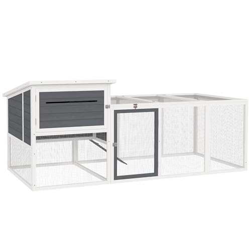 PawHut Outdoor Legehennenstall mit Haus, Nest zum Brüten, wasserdichtes Dach, herausnehmbare Schale und Türen, Käfiggehege für 2-4 Hühner und Kaninchen aus Holz, 214x101x91,5cm, grau PawHut Outdoor Legehennenstall mit Haus, Nest zum Brüten, wasserdichtes Dach, herausnehmbare Schale und Türen, Käfiggehege für 2-4 Hühner und Kaninchen aus Holz, 214x101x91,5cm, grau von PawHut
