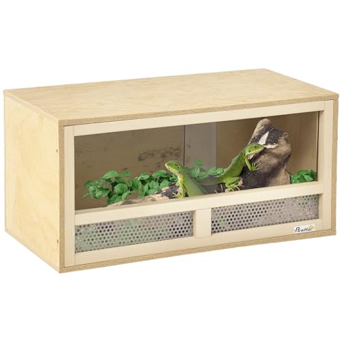 PawHut Reptilienterrarium aus Holz, Reptilienhaus mit Glasschiebetüren und Mesh-Paneelen, Mehrzweck-Reptilienhaus, 60x29,5x29,5 cm, für Echsen, Chamäleons, Schlangen PawHut Reptilienterrarium aus Holz, Reptilienhaus mit Glasschiebetüren und Mesh-Paneelen, Mehrzweck-Reptilienhaus, 60x29,5x29,5 cm, für Echsen, Chamäleons, Schlangen von PawHut