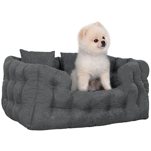 PawHut Small Dog Bed Haustierbett mit 2 Kissen Hundematratze mit Anti-Rutsch-Boden Abnehmbarer & waschbarer Bezug 70x50x30 cm Grau PawHut Small Dog Bed Haustierbett mit 2 Kissen Hundematratze mit Anti-Rutsch-Boden Abnehmbarer & waschbarer Bezug 70x50x30 cm Grau von PawHut