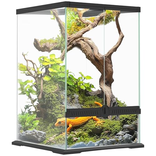 PawHut Terrarium für Reptilien, Glas, 40 l, Vivarium für Eidechsen, Frösche, Schlangen, Schildkröten, Schildkröten, mit Belüftung, 30 x 30 x 45 cm von PawHut