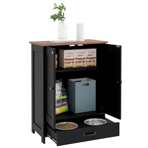 PawHut Tierfutterstation mit Aufbewahrung, Hundefutterstation mit erhöhten Hundenäpfen, verstellbarem Paneel, Haken, Schrank zur Aufbewahrung von Tierfutter, schwarz PawHut Tierfutterstation mit Aufbewahrung, Hundefutterstation mit erhöhten Hundenäpfen, verstellbarem Paneel, Haken, Schrank zur Aufbewahrung von Tierfutter, schwarz von PawHut