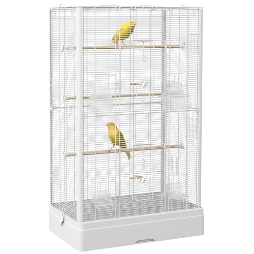 PawHut Vogelkäfig, Voliere mit Türen, Sitzstangen – Käfig für Kanarienvögel, Wellensittiche, Papageien, 61 x 36,5 x 98 cm, Weiß PawHut Vogelkäfig, Voliere mit Türen, Sitzstangen – Käfig für Kanarienvögel, Wellensittiche, Papageien, 61 x 36,5 x 98 cm, Weiß von PawHut