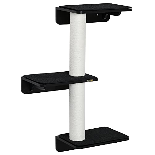 PawHut Wandkratzbaum mit 3 Plattformen, abnehmbarem Kissen und 2 Sisalkratzbäumen Kletterturm 63x28x93,5 cm Schwarz & Weiß PawHut Wandkratzbaum mit 3 Plattformen, abnehmbarem Kissen und 2 Sisalkratzbäumen Kletterturm 63x28x93,5 cm Schwarz & Weiß von PawHut