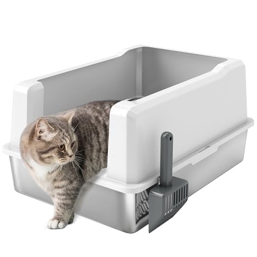 PawHut Wasserdichte Katzentoilette, Katzentoilette mit erhöhten Wänden, Stahltablett und Kehrblech, ABS-Katzentoilette, 71x50,8x35,5 cm, weiß PawHut Wasserdichte Katzentoilette, Katzentoilette mit erhöhten Wänden, Stahltablett und Kehrblech, ABS-Katzentoilette, 71x50,8x35,5 cm, weiß von PawHut