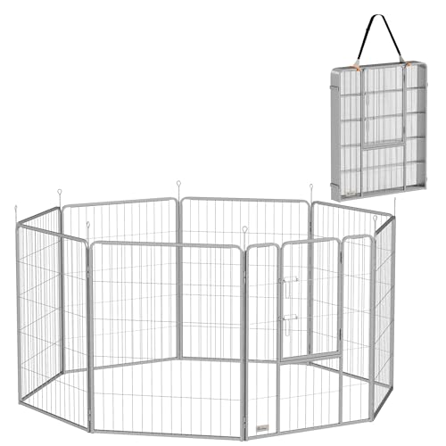 PawHut Welpenauslauf 100 cm Hoch, 8-TLG Hundelaufstall Welpenlaufstall mit Gurt und Tür, Freilaufgehege für kleine bis große Hunde, Meerschweinchen, Kaninchen, Stahl, Silber PawHut Welpenauslauf 100 cm Hoch, 8-TLG Hundelaufstall Welpenlaufstall mit Gurt und Tür, Freilaufgehege für kleine bis große Hunde, Meerschweinchen, Kaninchen, Stahl, Silber von PawHut