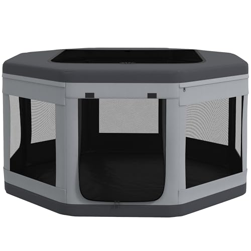 PawHut Welpenauslauf Welpenlaufstall mit Tragetasche, Achteckig Tierlaufstall mit Mesh-Fenster, für kleine Tiere, Oxford, Grau PawHut Welpenauslauf Welpenlaufstall mit Tragetasche, Achteckig Tierlaufstall mit Mesh-Fenster, für kleine Tiere, Oxford, Grau von PawHut