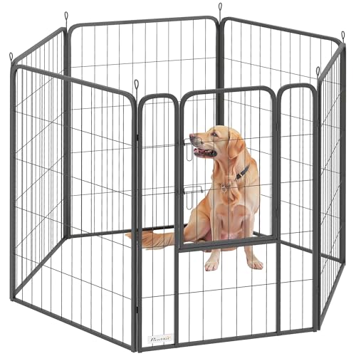 PawHut Welpenlaufstall 6-eckig Welpenauslauf mit 6 Gitterplatten Tür flexibel faltbar Schutzplane Freilaufgehege 100cm hoch Hundelaufstall Welpengitter für Hund Katze Laufgitter für drinnen draußen PawHut Welpenlaufstall 6-eckig Welpenauslauf mit 6 Gitterplatten Tür flexibel faltbar Schutzplane Freilaufgehege 100cm hoch Hundelaufstall Welpengitter für Hund Katze Laufgitter für drinnen draußen von PawHut