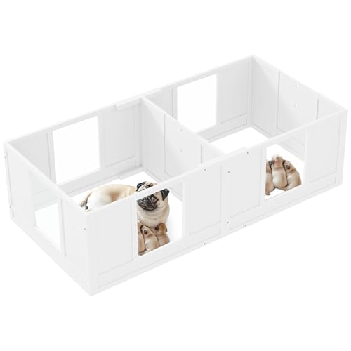 PawHut Wurfkiste für Welpen, Welpenauslauf mit 2-Raum-Design, Hundelaufstall mit Tür Welpen-Wurfbox, Welpenlaufstall für kleine Hunde, 164x80x48 cm, Weiß PawHut Wurfkiste für Welpen, Welpenauslauf mit 2-Raum-Design, Hundelaufstall mit Tür Welpen-Wurfbox, Welpenlaufstall für kleine Hunde, 164x80x48 cm, Weiß von PawHut
