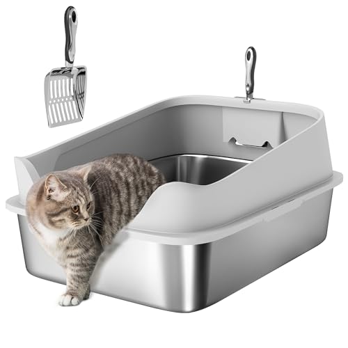 PawHut XXL Katzentoilette Edelstahl, Katzentoilette hochkant mit Metallstreuschaufel, nimmt Keine Gerüche auf, auslaufsicher & leicht zu reinigen, 70 x 50 x 30 cm, grau PawHut XXL Katzentoilette Edelstahl, Katzentoilette hochkant mit Metallstreuschaufel, nimmt Keine Gerüche auf, auslaufsicher & leicht zu reinigen, 70 x 50 x 30 cm, grau von PawHut