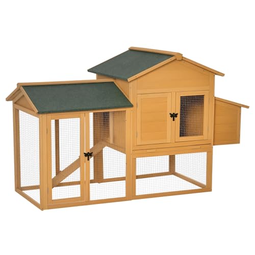 PawHut Zwerghühnerstall Zwerghühnerhaus mit Auslauf Geflügelstall mit Stange Fenster Nistkasten Tannenholz Gelb+Grün 168x75x103 cm PawHut Zwerghühnerstall Zwerghühnerhaus mit Auslauf Geflügelstall mit Stange Fenster Nistkasten Tannenholz Gelb+Grün 168x75x103 cm von PawHut