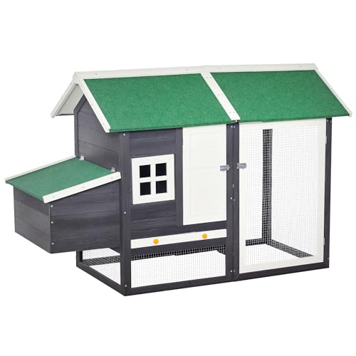 PawHut Zwerghühnerstall Zwerghühnerkäfig modern Geflügelstall Zwerghühnerhaus mit Nistkasten und überdachter Laufstall Asphaltdach Tannenholz Metalldraht Grau 170 x 81 x 110 cm PawHut Zwerghühnerstall Zwerghühnerkäfig modern Geflügelstall Zwerghühnerhaus mit Nistkasten und überdachter Laufstall Asphaltdach Tannenholz Metalldraht Grau 170 x 81 x 110 cm von PawHut