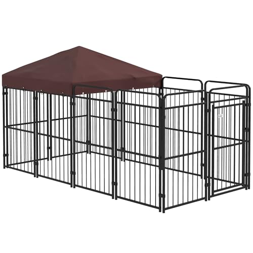 PawHut Zwinger für Hunde im Freien, Hundezwinger mit wasserdichtem Anti-UV-Dach, Metallkäfig für große Hunde, 282x141x159cm, braun PawHut Zwinger für Hunde im Freien, Hundezwinger mit wasserdichtem Anti-UV-Dach, Metallkäfig für große Hunde, 282x141x159cm, braun von PawHut