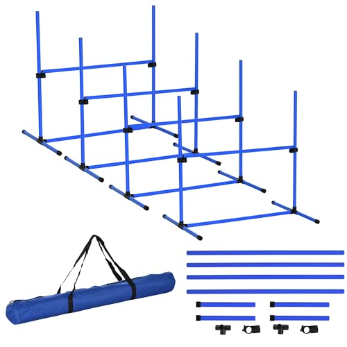 PawHut Agility Hürdenset Slalom Stangen Hunde Training Set 4 x Hürden, Kunststoff, Blau, 95x65x95cm PawHut Agility Hürdenset Slalom Stangen Hunde Training Set 4 x Hürden, Kunststoff, Blau, 95x65x95cm von PawHut