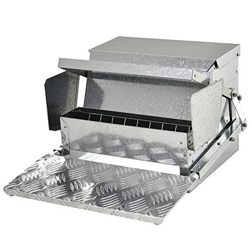 Pawhut Automatischer Futterspender für Hühner, Geflügel, 11,5 kg Kapazität, verzinkter Stahl und Aluminium, wetterfestes Design von PawHut