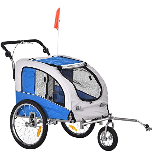 Pawhut Hundeanhänger Jogger Fahrradanhänger Hunde Hunde-Fahrradanhänger grau+blau Pawhut Hundeanhänger Jogger Fahrradanhänger Hunde Hunde-Fahrradanhänger grau+blau von PawHut