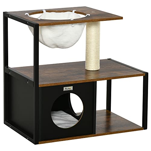 Pawhut Katzenhaus Katzenmöbel mit Katzenhöhle Kratzmöbel mit Katzenbett, Kissen Kratzbaum Katzenbaum mit Hängematte Katzenkratzbaum Sisal Braun 64 x 40 x 60cm Pawhut Katzenhaus Katzenmöbel mit Katzenhöhle Kratzmöbel mit Katzenbett, Kissen Kratzbaum Katzenbaum mit Hängematte Katzenkratzbaum Sisal Braun 64 x 40 x 60cm von PawHut