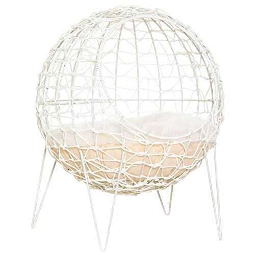 Pawhut Rattan Katzenkorb Katzenhöhle Katzenhütte Katzenbett mit Kissen erhöhtes Design Haustierbett Cremeweiß Ø45 x 57H cm Pawhut Rattan Katzenkorb Katzenhöhle Katzenhütte Katzenbett mit Kissen erhöhtes Design Haustierbett Cremeweiß Ø45 x 57H cm von PawHut