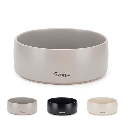 Keramik-Hundenapf, 14 cm, klein, auslaufsicher, strapazierfähig, modern, für kleine und mittelgroße Hunde (473 ml), Grau von PawMeow