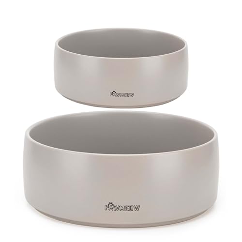 PawMeow Keramik-Hundenapf-Set, 2-teilig, groß, auslaufsicher, strapazierfähig, modern, für kleine und große Hunde, Grau, 14 cm + 20 cm PawMeow Keramik-Hundenapf-Set, 2-teilig, groß, auslaufsicher, strapazierfähig, modern, für kleine und große Hunde, Grau, 14 cm + 20 cm von PawMeow