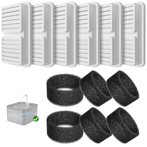 PawPoll Filter für Katzenbrunnen, 6 Stück Filter + 6 Stück Schaumstofffilter für Trinkbrunnen für Katze von PawPoll