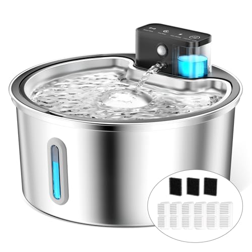 PawPoll Kabelloser Katzenwasserbrunnen aus Edelstahl - 3,2L schnurloser Haustier-Wasserbrunnen batteriebetriebener Katzen-Wasserspender Leise Multi-Filtration-mit 6 Filtern+3 Schwämmen PawPoll Kabelloser Katzenwasserbrunnen aus Edelstahl - 3,2L schnurloser Haustier-Wasserbrunnen batteriebetriebener Katzen-Wasserspender Leise Multi-Filtration-mit 6 Filtern+3 Schwämmen von PawPoll