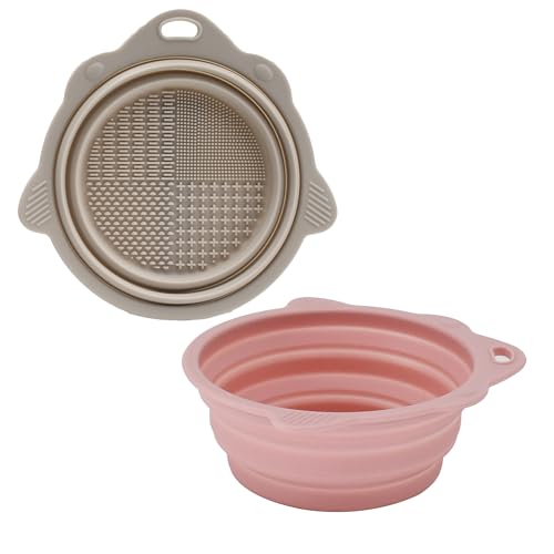 PawSailor Faltbarer Silikon-Hundenapf, 370 ml, tragbarer Futternapf und Wassernapf, Reiseschüssel mit rutschfester, strukturierter Unterseite (Lickmatte-Funktion) für Erdnussbutter, Joghurt, Rosa und von PawSailor