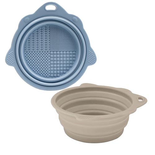 PawSailor Faltbarer Silikon-Hundenapf, 370 ml, tragbarer Futternapf und Wassernapf, Reiseschüssel mit rutschfester strukturierter Unterseite (Lickmatte-Funktion) für Erdnussbutter, Joghurt, faltbar von PawSailor