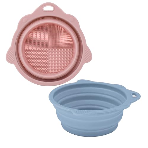 PawSailor Faltbarer Silikon-Hundenapf, 370 ml, tragbarer Futternapf und Wassernapf, Reiseschüssel mit rutschfester strukturierter Unterseite (Lickmatte-Funktion) für Erdnussbutter, Joghurtrosa und von PawSailor