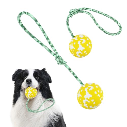 PawSailor Hundespielzeug mit Seil, aggressive Kauer, Belohnung und Übungsspielzeug, Kau-, Zerr- und Apportierspielzeug, für kleine und mittelgroße Rassen, Gelb, M von PawSailor