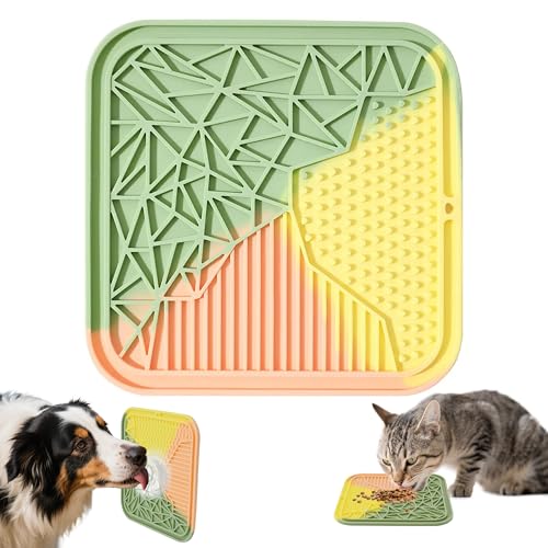 PawSailor Leckmatte für Hunde und Katzen, sichere Silikon-Hunde-Leckmatte mit Saugnäpfen, mehrfarbiges Leckpad für Welpen, langsames Füttern, lindert Angst beim Baden, Training, dreifarbig von PawSailor