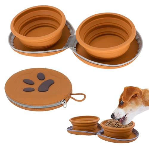 PawSailor Zusammenklappbarer Hundenapf, 2-in-1, tragbar, Reisen, Doppelnapf, Wasserfutter, für Reisen, Camping und Spazierengehen, 750 ml, Braun PawSailor Zusammenklappbarer Hundenapf, 2-in-1, tragbar, Reisen, Doppelnapf, Wasserfutter, für Reisen, Camping und Spazierengehen, 750 ml, Braun von PawSailor