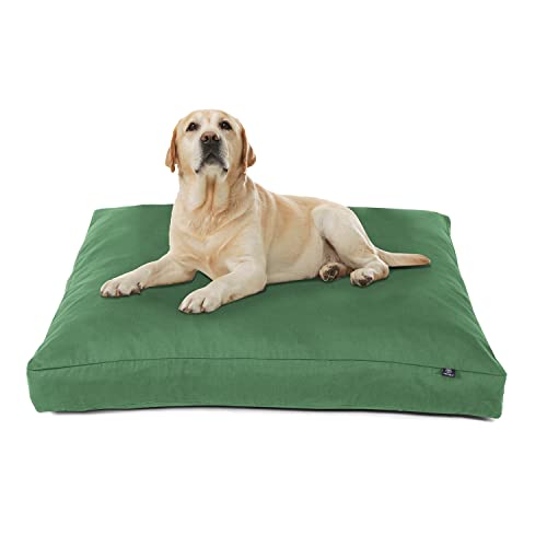 PawTex Hundebett, atmungsaktiv, dick, rechteckig, waschbar, strapazierfähig, Haustier-Schlafmatte und Kissen, Armeegrün, 68,6 x 91,4 cm von PawTex