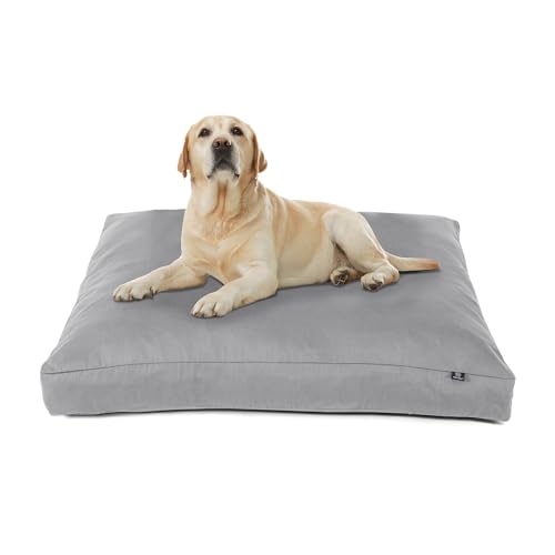 PawTex Hundebett, atmungsaktiv, dick, rechteckig, waschbar, strapazierfähig, Haustier-Schlafmatte und Kissen, Grau, 68,6 x 91,4 cm von PawTex
