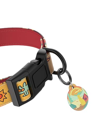 Hundehalsband und Leine Set, Rot mit Buntem Muster, Robuste Schnalle, Dekoratives Design Hundehalsband und Leine Set, Rot mit Buntem Muster, Robuste Schnalle, Dekoratives Design von PawView