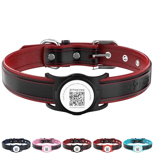 PawView Hundehalsband aus echtem Leder mit AirTag-Halter, verstellbar und personalisierbar für kleine, mittelgroße und große Hunde, atmungsaktives PU-Futter, Anti-Verlust-QR-Code (L: Halsumfang 46–60 PawView Hundehalsband aus echtem Leder mit AirTag-Halter, verstellbar und personalisierbar für kleine, mittelgroße und große Hunde, atmungsaktives PU-Futter, Anti-Verlust-QR-Code (L: Halsumfang 46–60 von PawView