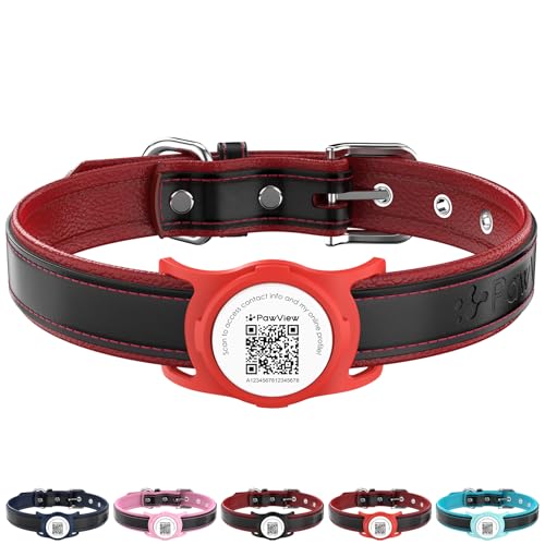 PawView Hundehalsband aus echtem Leder mit AirTag-Halter, verstellbar und personalisierbar für kleine, mittelgroße und große Hunde, atmungsaktives PU-Futter, Anti-Verlust-QR-Code (M: Halsumfang 35,5 PawView Hundehalsband aus echtem Leder mit AirTag-Halter, verstellbar und personalisierbar für kleine, mittelgroße und große Hunde, atmungsaktives PU-Futter, Anti-Verlust-QR-Code (M: Halsumfang 35,5 von PawView
