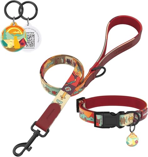 PawView Hundehalsband und Leine, Set (rot, klein) von PawView