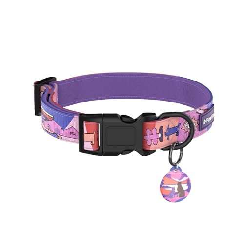 PawView Stilvolles und langlebiges Hundehalsband mit ID-Tag, verstellbares, weiches Neopren, gepolstertes Haustierhalsband, bequem und atmungsaktiv, leicht zu reinigen, Metall-D-Ring und PawView Stilvolles und langlebiges Hundehalsband mit ID-Tag, verstellbares, weiches Neopren, gepolstertes Haustierhalsband, bequem und atmungsaktiv, leicht zu reinigen, Metall-D-Ring und von PawView