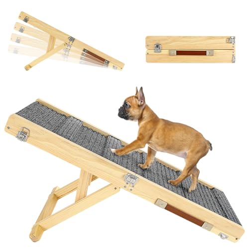 2025 Upgraded Hund Rampe für Couch, Faltbare Hölzerne Kleine Hund Rampe für Bett, 4 Einstellbare Höhe von 8" bis 18", Tragbare Stabile Haustier Schritte mit Anti-Rutsch-Pad, für Niedrige Bett Couch 2025 Upgraded Hund Rampe für Couch, Faltbare Hölzerne Kleine Hund Rampe für Bett, 4 Einstellbare Höhe von 8" bis 18", Tragbare Stabile Haustier Schritte mit Anti-Rutsch-Pad, für Niedrige Bett Couch von Pawaboo