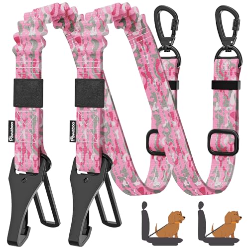 Pawaboo 2 Stück Hunde Sicherheitsgurt für Auto, Stoßfest Hunde Anschnallgurt mit Schnalle & Hakenverschluss, Einstellbar Reflektierend Hundeleine mit 360° Verschließbar Schnalle, Rosa Camouflage Pawaboo 2 Stück Hunde Sicherheitsgurt für Auto, Stoßfest Hunde Anschnallgurt mit Schnalle & Hakenverschluss, Einstellbar Reflektierend Hundeleine mit 360° Verschließbar Schnalle, Rosa Camouflage von Pawaboo